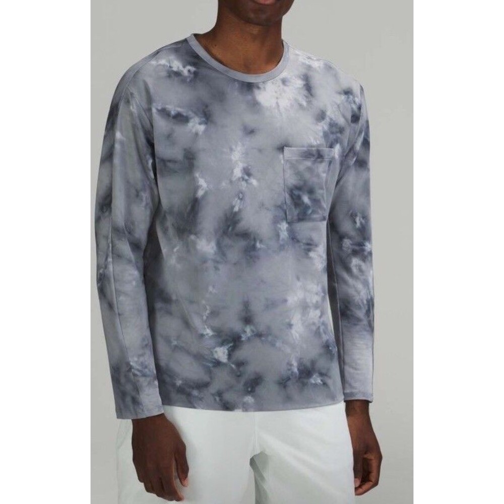 Lululemon Shirt Mens Sz L Relaxed Mesh Pocket Long Sleeve Tie Dye Active Top